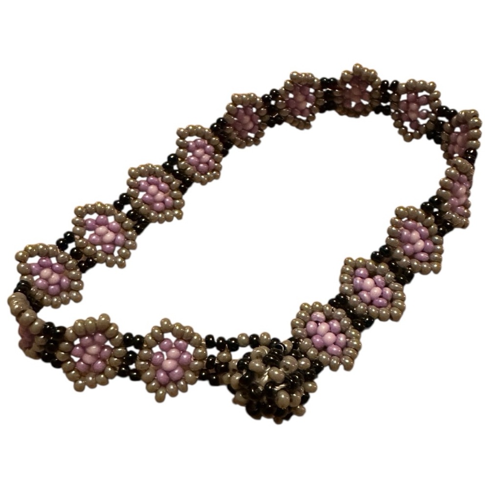 Purple and Black Beaded Bracelet